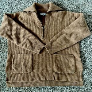Madewell camel quarter zip sweater
